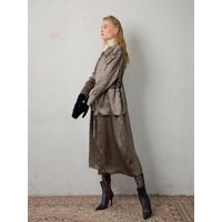 Two-way Zip Up Oversized Shirt Dress [Grey]