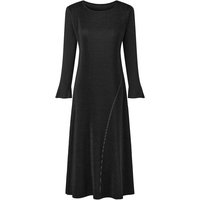 Stitch Denim Knit Sleeve Pleated Dress [Black]