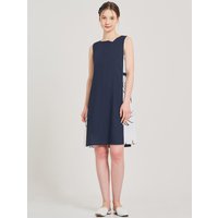 Satin Tent Sleeveless Midi Dress [Navy]