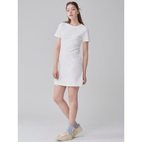 A-Line Short Sleeved Cotton-Polyester Dress [Beige]