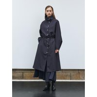 High Neck Snap Button Collar Dress [GreenNavy]