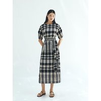 Check Pattern Wrap Waist Tie Dress