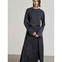 Long Sleeve Pleated Polyester Dress NAFS-WOP_