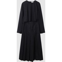 Long Sleeve Pleated Polyester Dress NAFS-WOP_