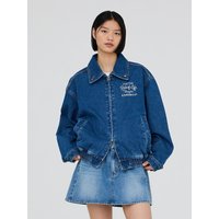 Semi-Over Broken Twill Bomber Denim Jacket [Indigo Medium]
