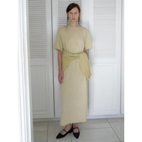 Organic Linen Straight Cut Knit Dress [Soft Green]
