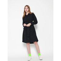 Printed Fleece-Lined Cotton Midi Dress [Navy]