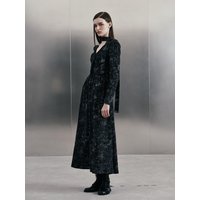 Black Printed Romantic Dress [Beige]