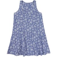 Romantic Gingham A-line Embroidered Dress [Blue]