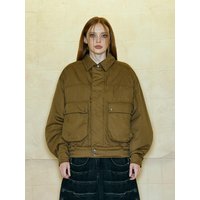Quilted Vintage-Inspired Workwear Bomber Jacket [Brown]