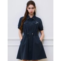 Pocket Flare Two-Way Adjustable Dress [Navy]