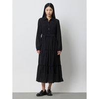 Heart Pin Pintuck Tiered Long Dress [Black] SAOPBK