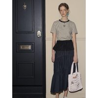Tiered Raw Denim A-line Skirt [Navy] NY_DMSD