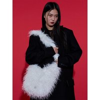 Plush Faux Fur Crossbody Bag [Beige]