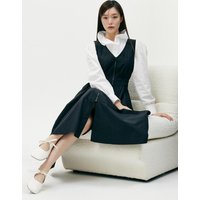 Elastic Waist Sleeveless Midi Dress PRWO