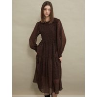 Vintage Floral Semi-sheer Dress [BROWN]