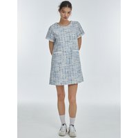 Half Mini Tailored Tweed Dress [Blue]