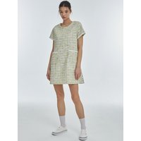 Lightweight Tweed Half-Mini Dress [Green]
