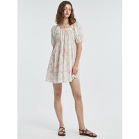 Off Shoulder Floral Cotton Dress [Pink]