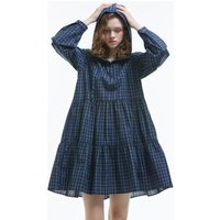Hooded Check Cotton Can-Can Dress [GREEN]