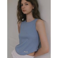 Halter Neck Lace Sleeveless Top [Indie Blue]