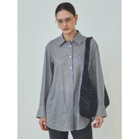 Sheer Gingham Check Shirt Dress [Black] CTOP
