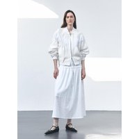 Cotton Frill Banding A-line Maxi Skirt [COLORS]