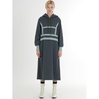 Cotton Spandex Brushed Fleece Structural Ribbed Hooded Midi Dress [Dark Avocado Green]