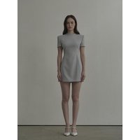 Half Neck Tailored Suit Mini Dress [Sky Blue]