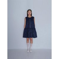 Zip Up Sleek Collared Mini Dress [Navy]