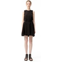 Flared Sleeveless Cotton Tencel Dress [Black]