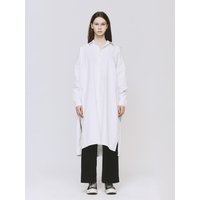 Cotton Single Tuck Slit Maxi Dress [Beige]
