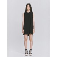 Round Neck Sleeveless Cotton Jersey Mini Dress [Black]
