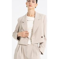 Wool Cropped Tailored Blazer [Beige]