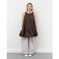 NYLON VOLUME MINI DRESS [BROWN]