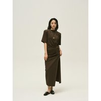 drape cotton dress [brown]
