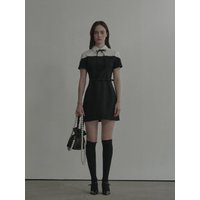 Shirt Off Shoulder Suit Dress [Black]