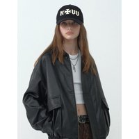 KIRSH X VIVASTUDIO Vegan Leather Bomber Jacket [Black]