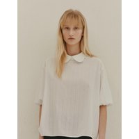 Flower Collar Puff Blouse [WHITE]