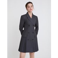 Stripe Pattern Pleats Dress Grey YSD