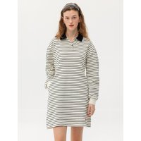 Kelly Volume Sleeve Pique Dress [Cream & Navy stripe]