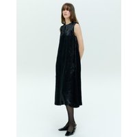 CRINKLE SLEEVELESS DRESS [BROWN][BLACK]