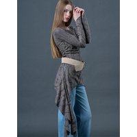 Layered Ruffle Strap Two-Way Long Sleeve Mini Dress [GRAY] KCL