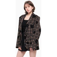 Velvet Flower Patterned Oversized Blazer [Brown]