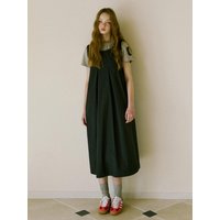 Cotton Nylon Pintuck Dress [Navy]