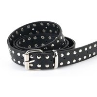 TWO RING RIVET LEATHER BELT [BLACK]