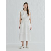 Cashmere Class Shirring Dress MIDI CWDRWH [WHITE]