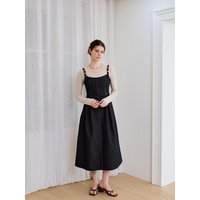 Stitched Denim Dress [Black]