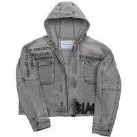BBD Vintage Clash Hood Denim Zip-up Jacket [Vintage Gray]