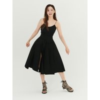 Toe Open Strap Summer Ankle Embossed Texture Boots [Black]